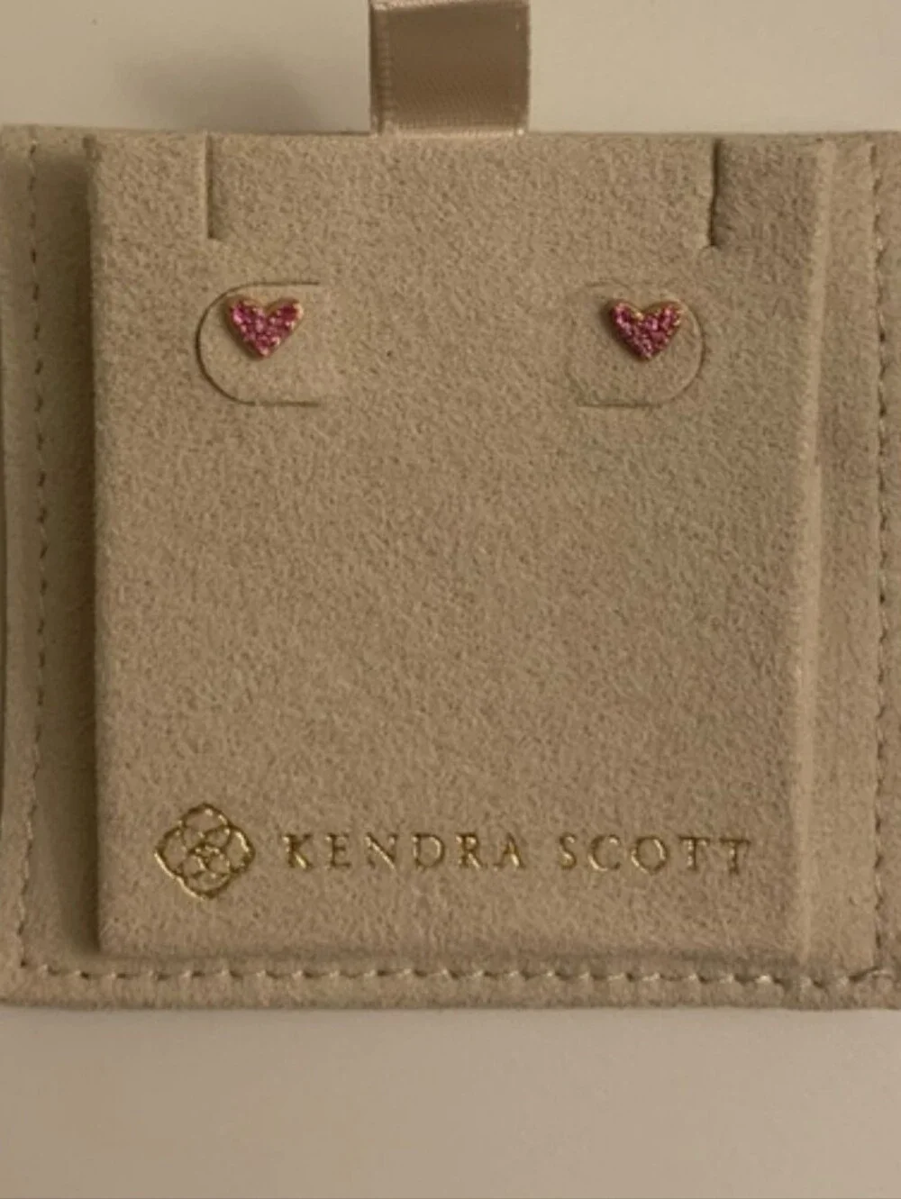 Kendra Scott 14k Solid Rose Gold Pink Sapphire Heart Earrings - Picture 1 of 6